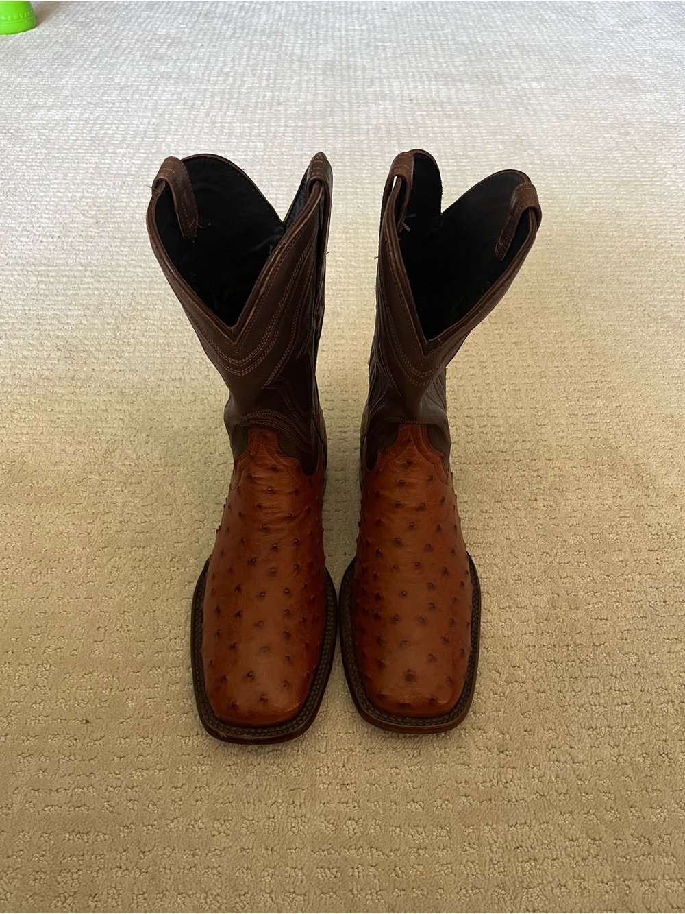 Tecovas The Emmitt Brown Ostrich Full Quill Leather Cowboy Boots - Men 12 D